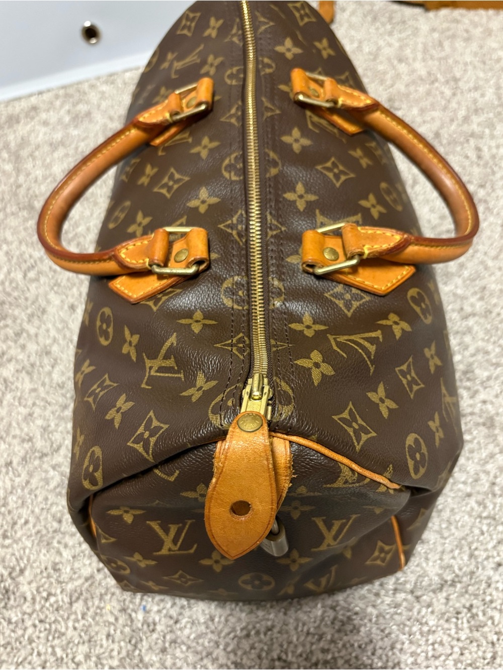 Louis Vuitton Brown Monogram Speedy 35 Leather Satchel